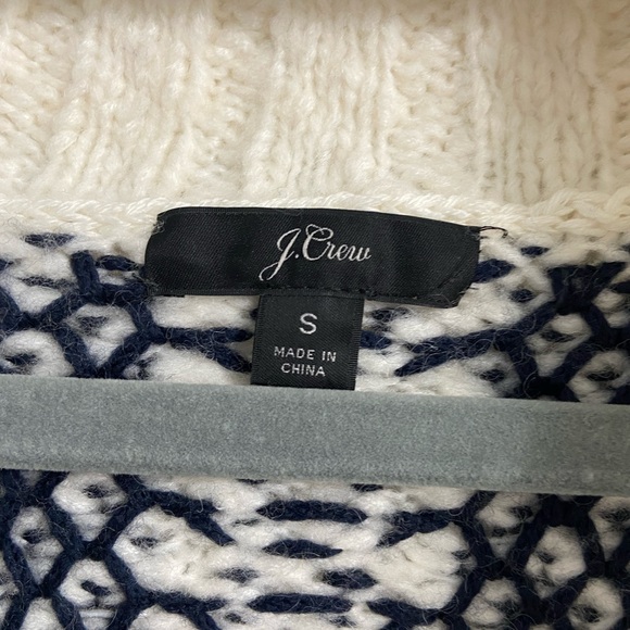 J. Crew Shawl V-Neck Pullover Knit Sweater Small Black & White Oversized Wool - Picture 2 of 4